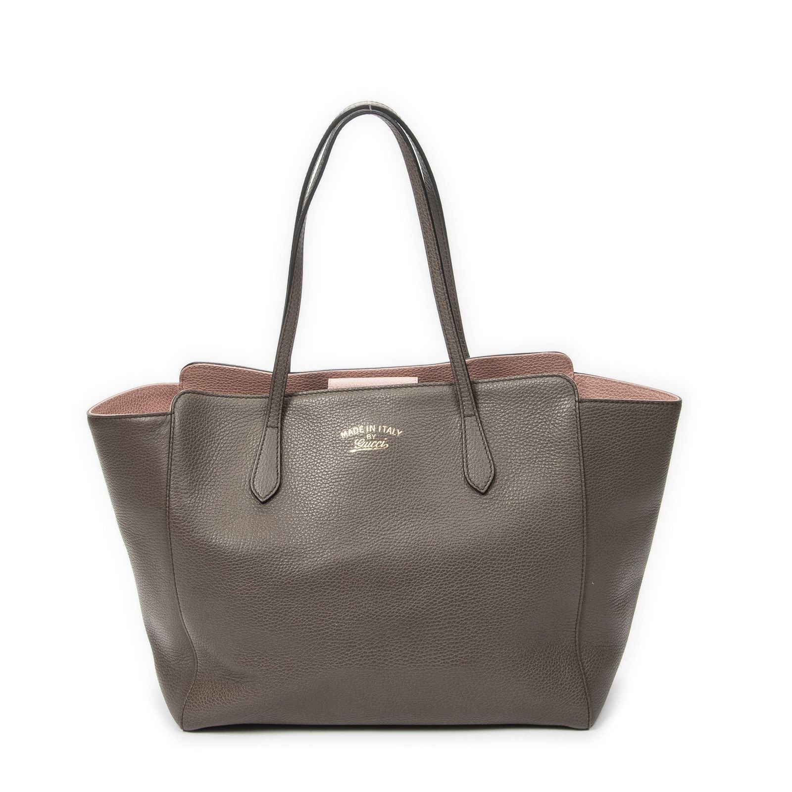 Gucci Swing Tote Taupe Pink Grain Calf Skin Leather