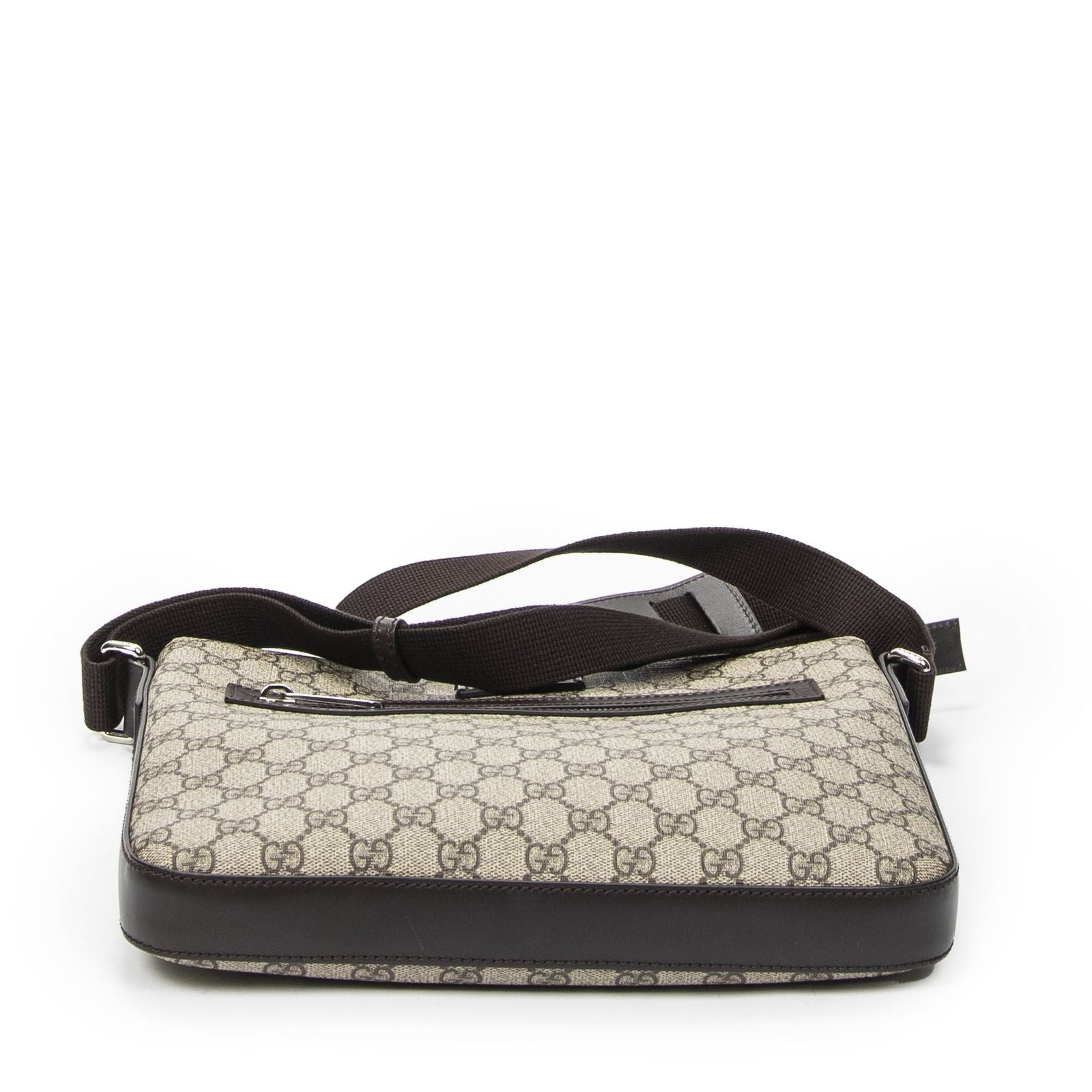 Gucci Square Zip Messenger Beige Dark Brown Supreme Canvas — view 6