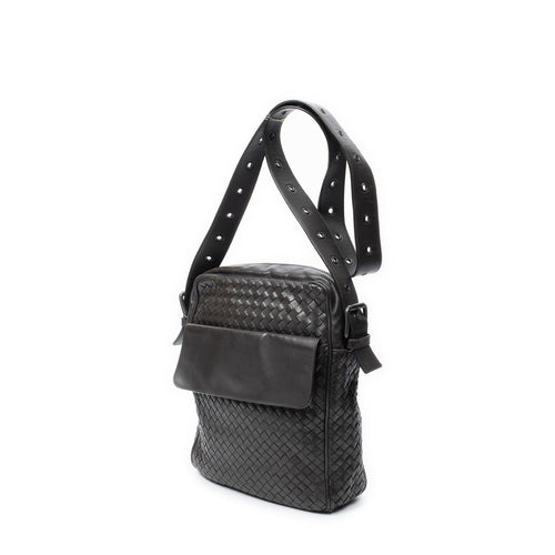 Bottega Veneta Front Pocket Messenger Bag Dark Brown Trim Intrecciato Leather — view 2