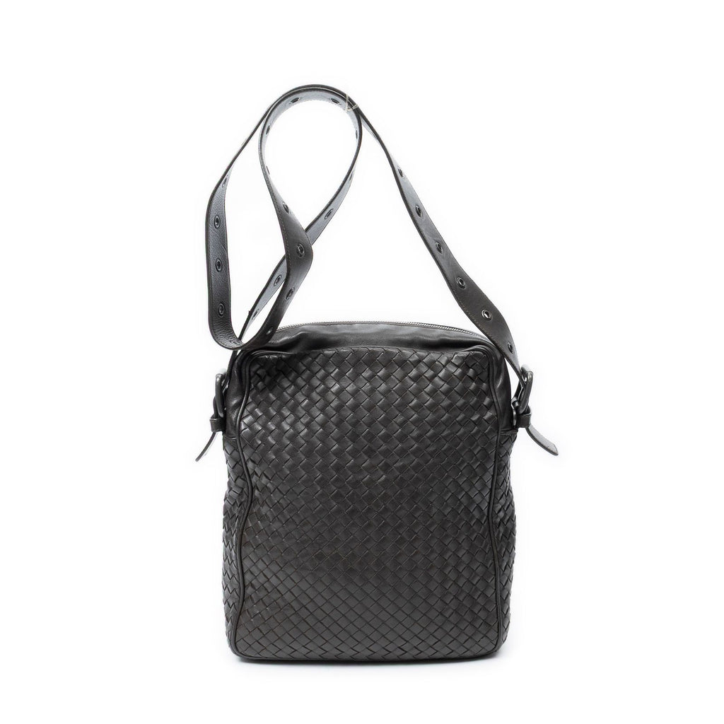 Bottega Veneta Front Pocket Messenger Bag Dark Brown Trim Intrecciato Leather — view 5