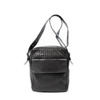 Bottega Veneta Front Pocket Messenger Bag Dark Brown Trim Intrecciato Leather