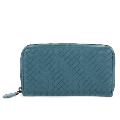 Bottega Venetaclassic Continental Wallet Blue Intrecciato Leather
