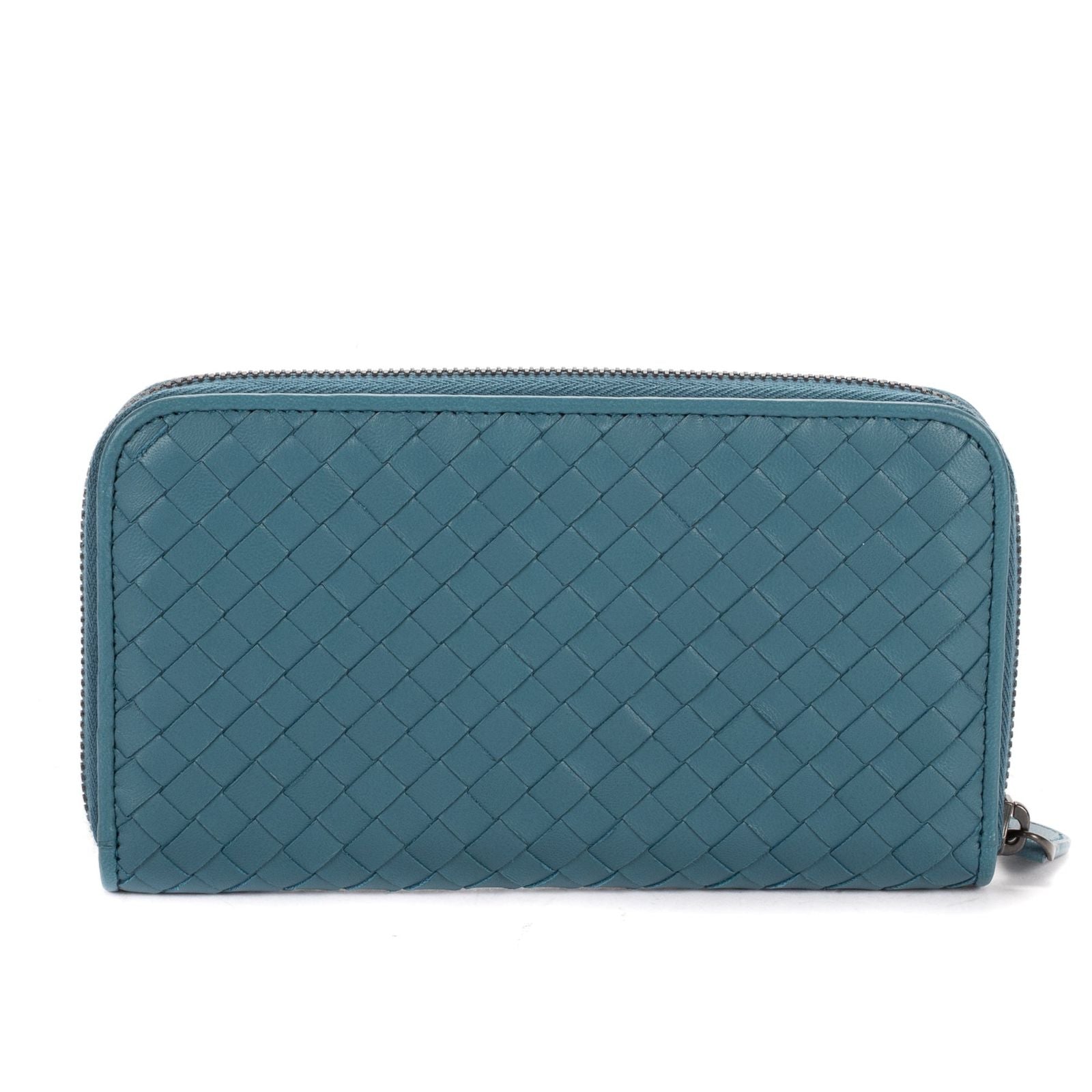 Bottega Venetaclassic Continental Wallet Blue Intrecciato Leather — view 5