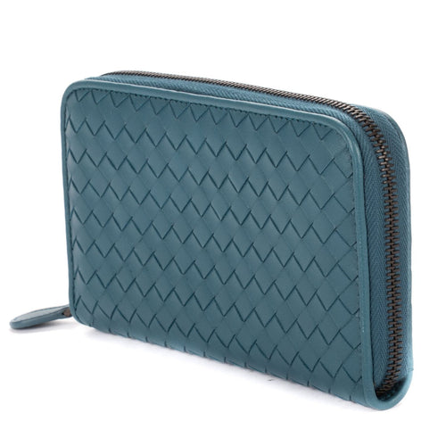 Bottega Venetaclassic Continental Wallet Blue Intrecciato Leather — view 2