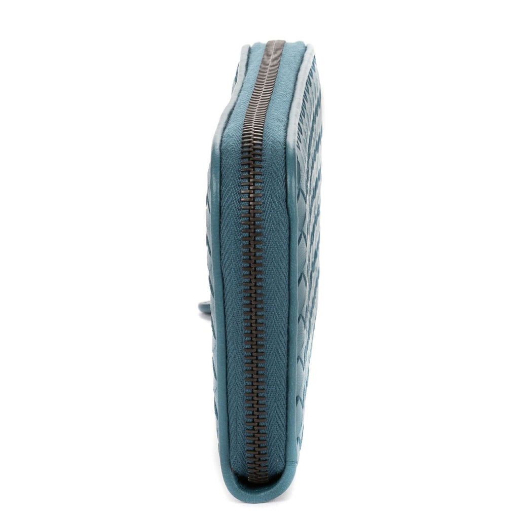 Bottega Venetaclassic Continental Wallet Blue Intrecciato Leather — view 3