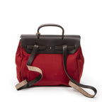 Hermes Herbag a Dos Red Orange Dark Brown Toile Officier Handbag — view 5