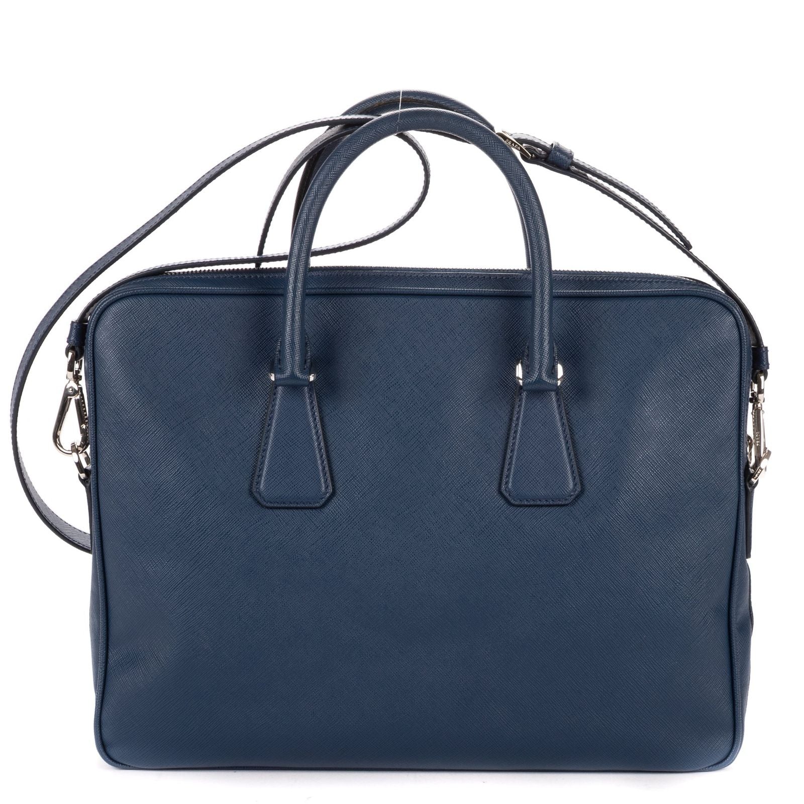 Prada Briefcase Blue Saffiano Leather