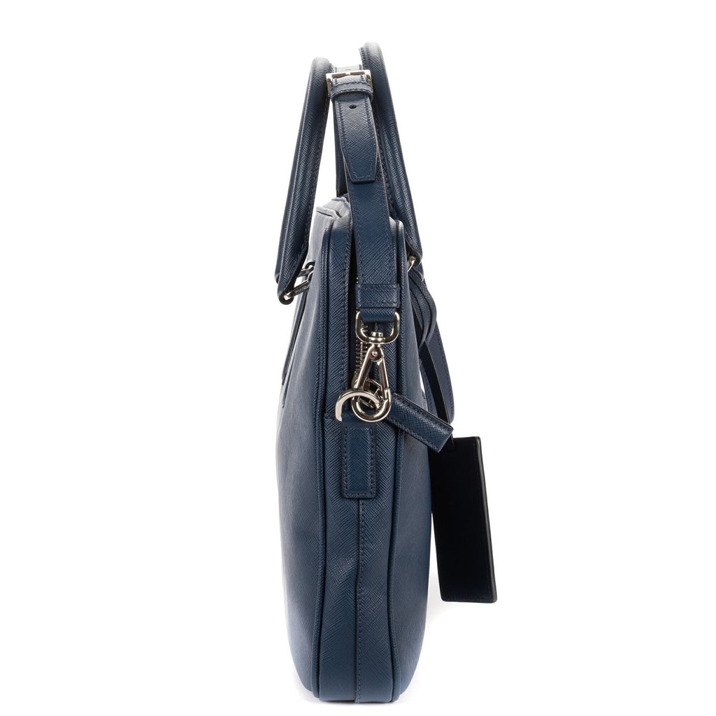 Prada Briefcase Blue Saffiano Leather