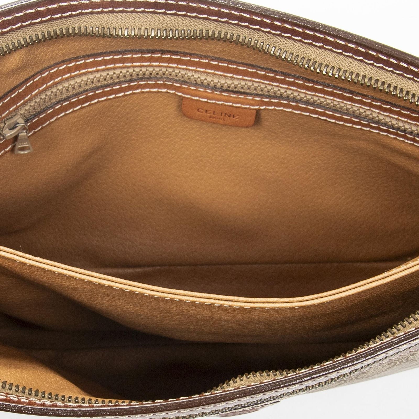 Celine Toiletries Pouch Beige Brown Macadam Canvas — view 4
