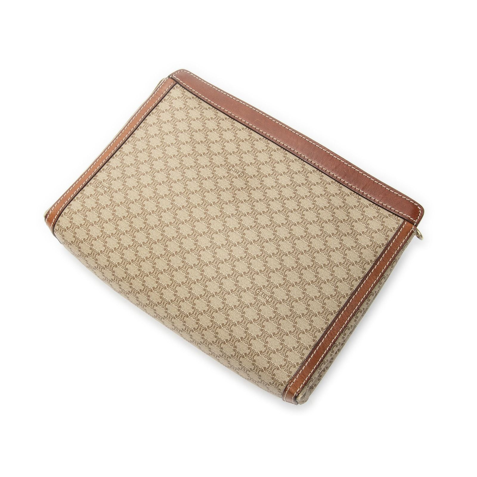 Celine Toiletries Pouch Beige Brown Macadam Canvas — view 2