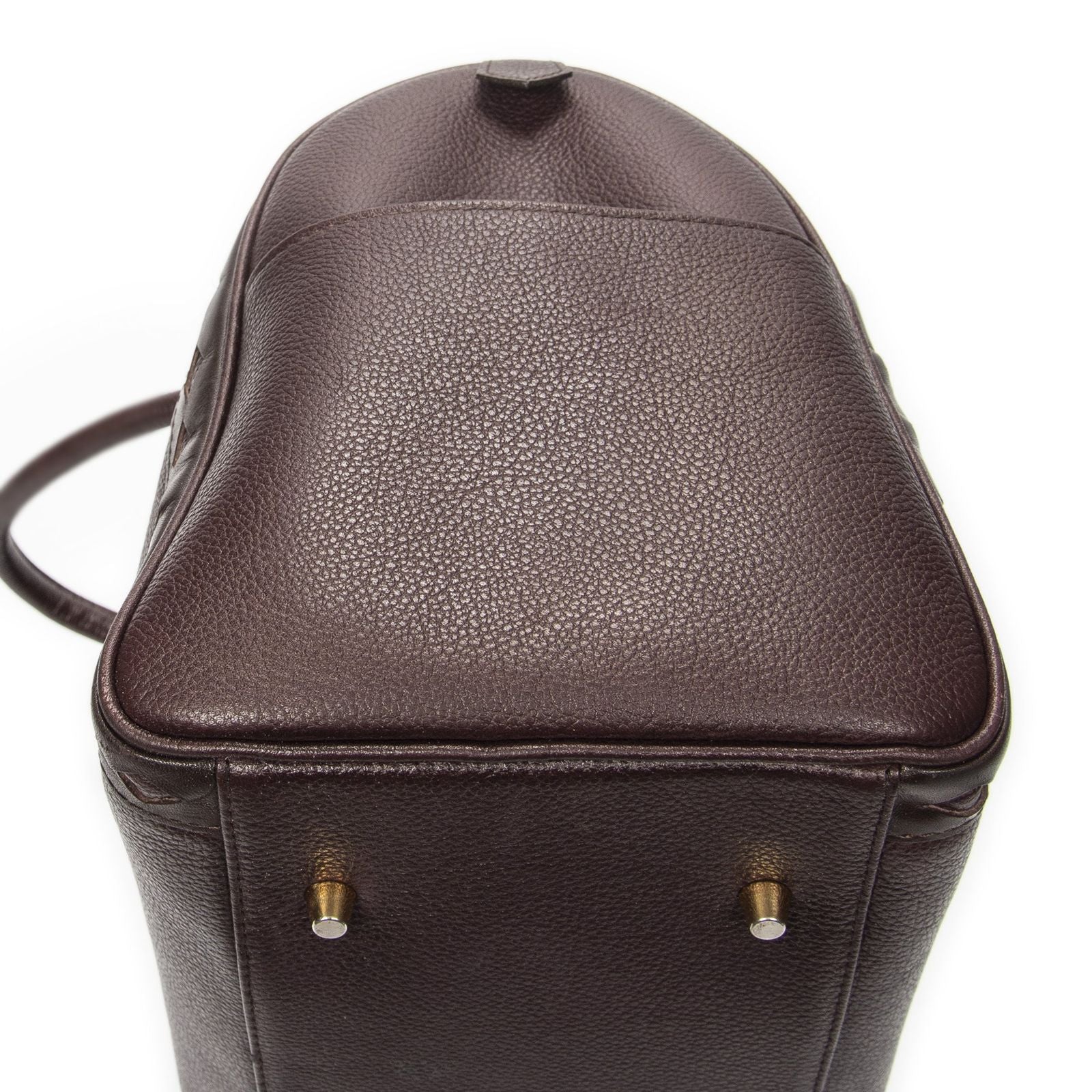Saint Laurent Diamond Cut Boston Burgundy Grain Calf Skin Leather Handbag — view 7