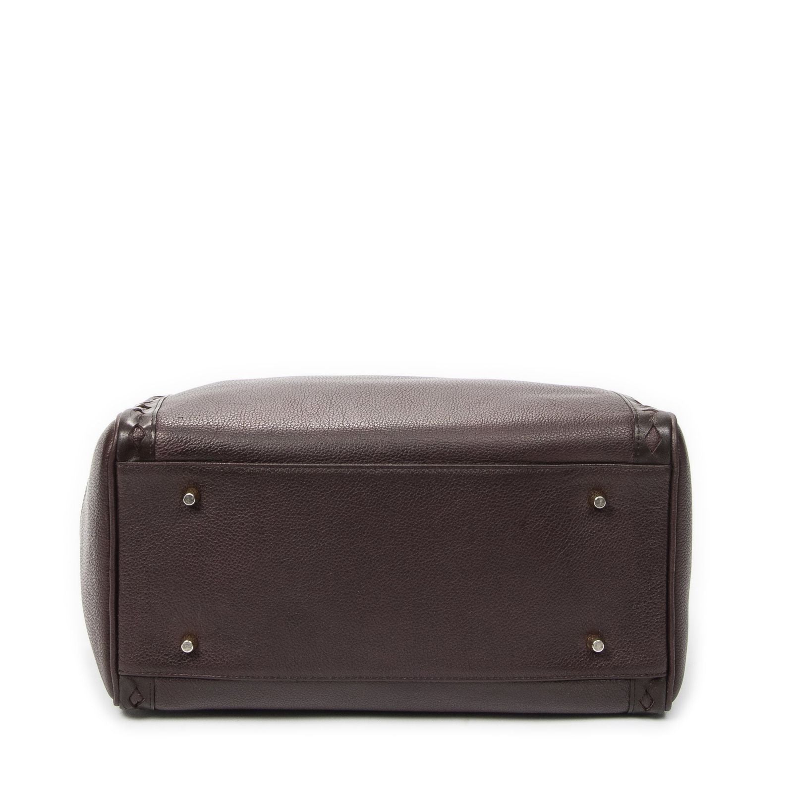 Saint Laurent Diamond Cut Boston Burgundy Grain Calf Skin Leather Handbag — view 6