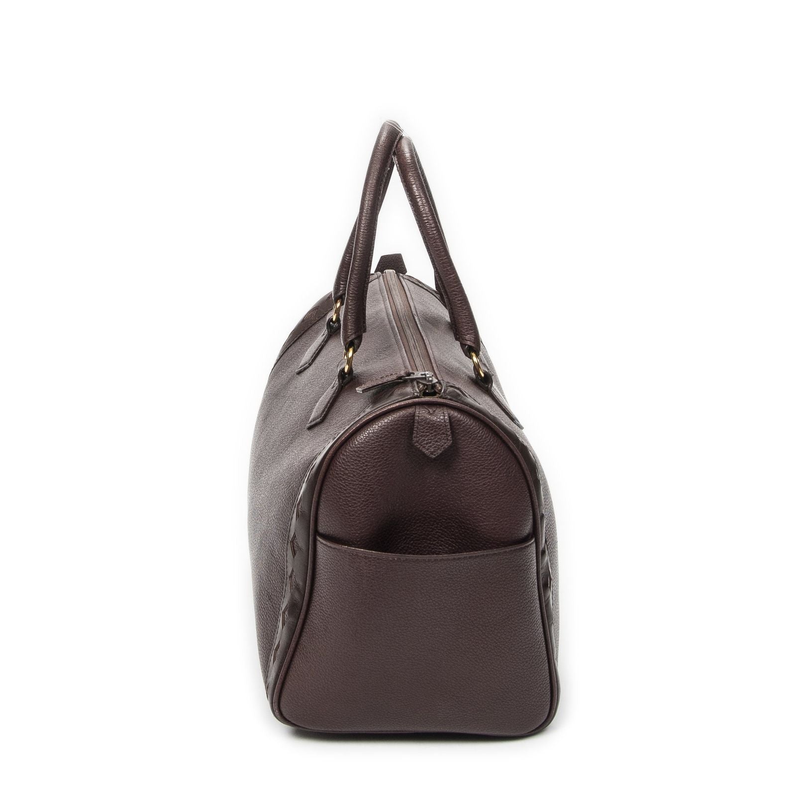 Saint Laurent Diamond Cut Boston Burgundy Grain Calf Skin Leather Handbag — view 3