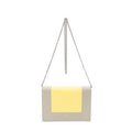 Celine Frame Evening Chain Clutch Yellow Taupe Calfskin Leather