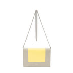 Celine Frame Evening Chain Clutch Yellow Taupe Calfskin Leather