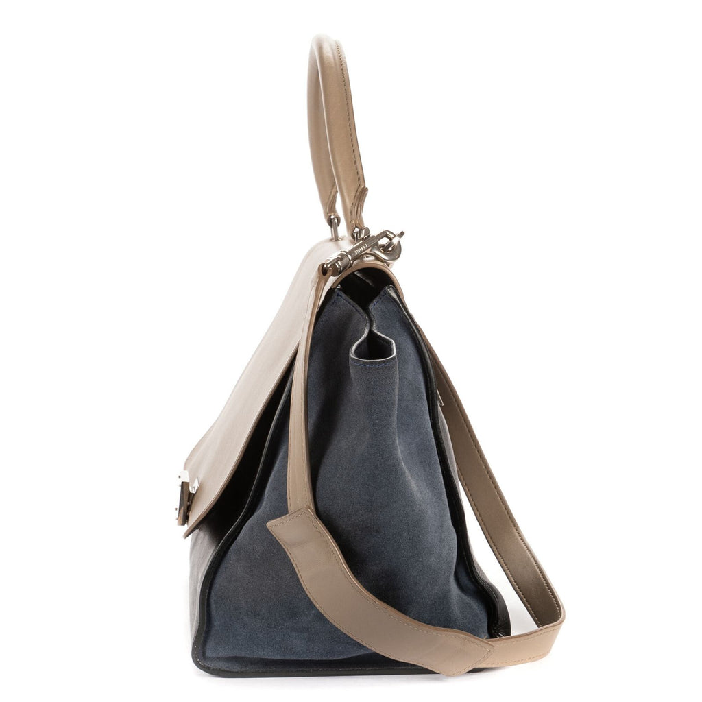 Celine Small Tricolor Trapeze Gray Black Blue Calfskin Leather Shoulder — view 3