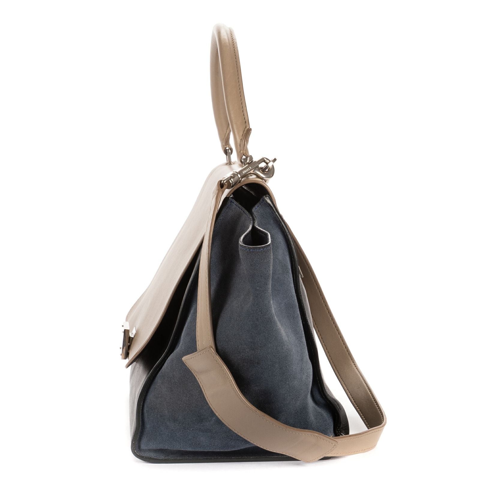 Celine Small Tricolor Trapeze Gray Black Blue Calfskin Leather Shoulder — view 3
