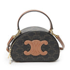 Celine Triomphe Half Moon Case Shoulder Bag Brown Canvas