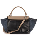 Celine Small Tricolor Trapeze Gray Black Blue Calfskin Leather Shoulder — view 5