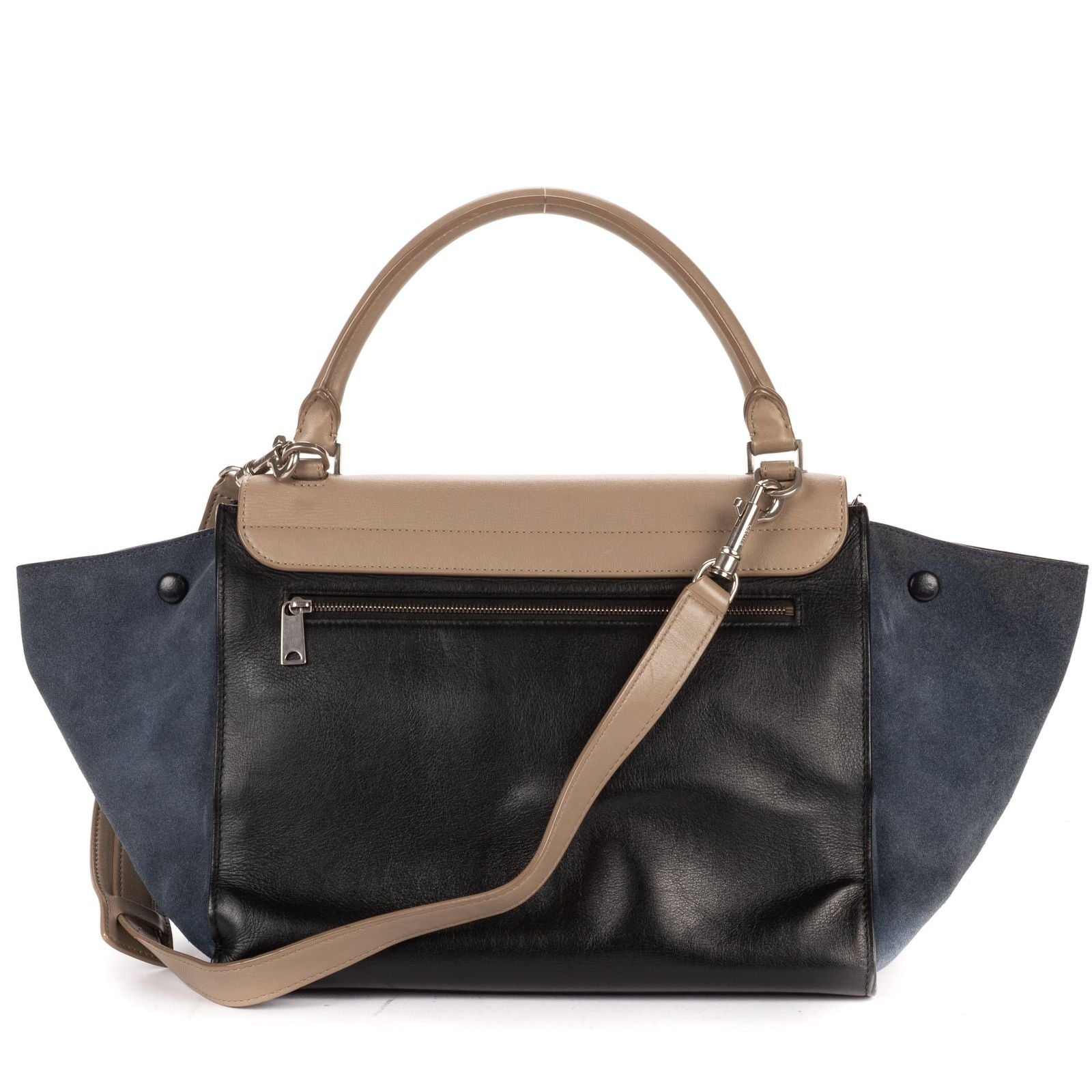 Celine Small Tricolor Trapeze Gray Black Blue Calfskin Leather Shoulder — view 5