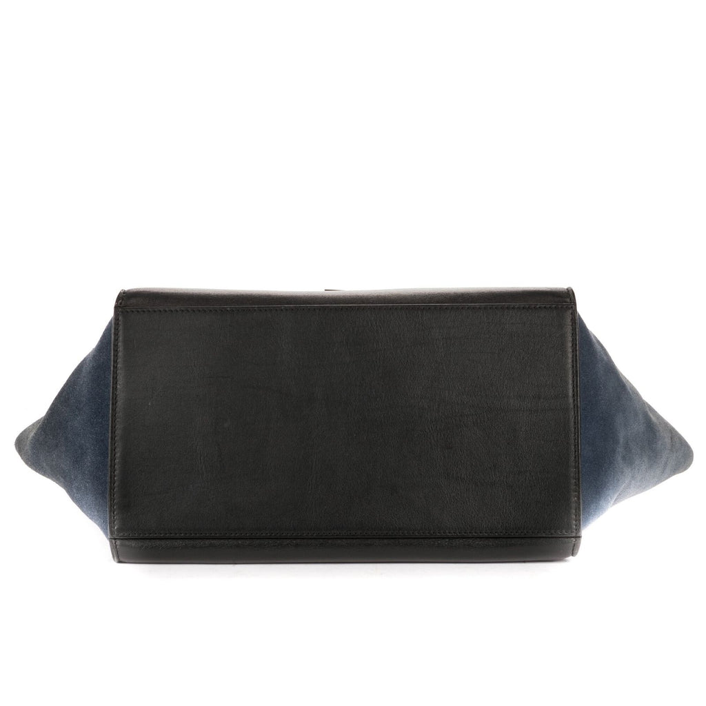 Celine Small Tricolor Trapeze Gray Black Blue Calfskin Leather Shoulder — view 6