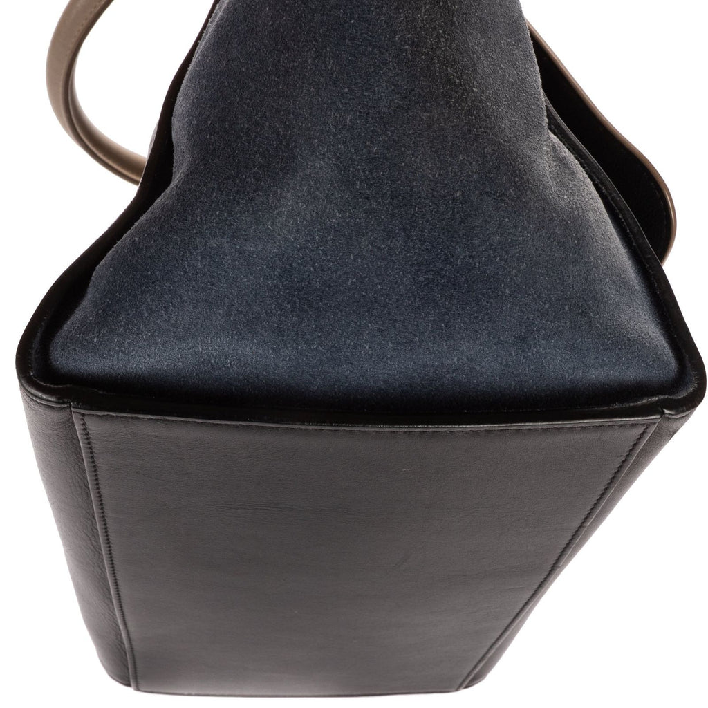 Celine Small Tricolor Trapeze Gray Black Blue Calfskin Leather Shoulder — view 8