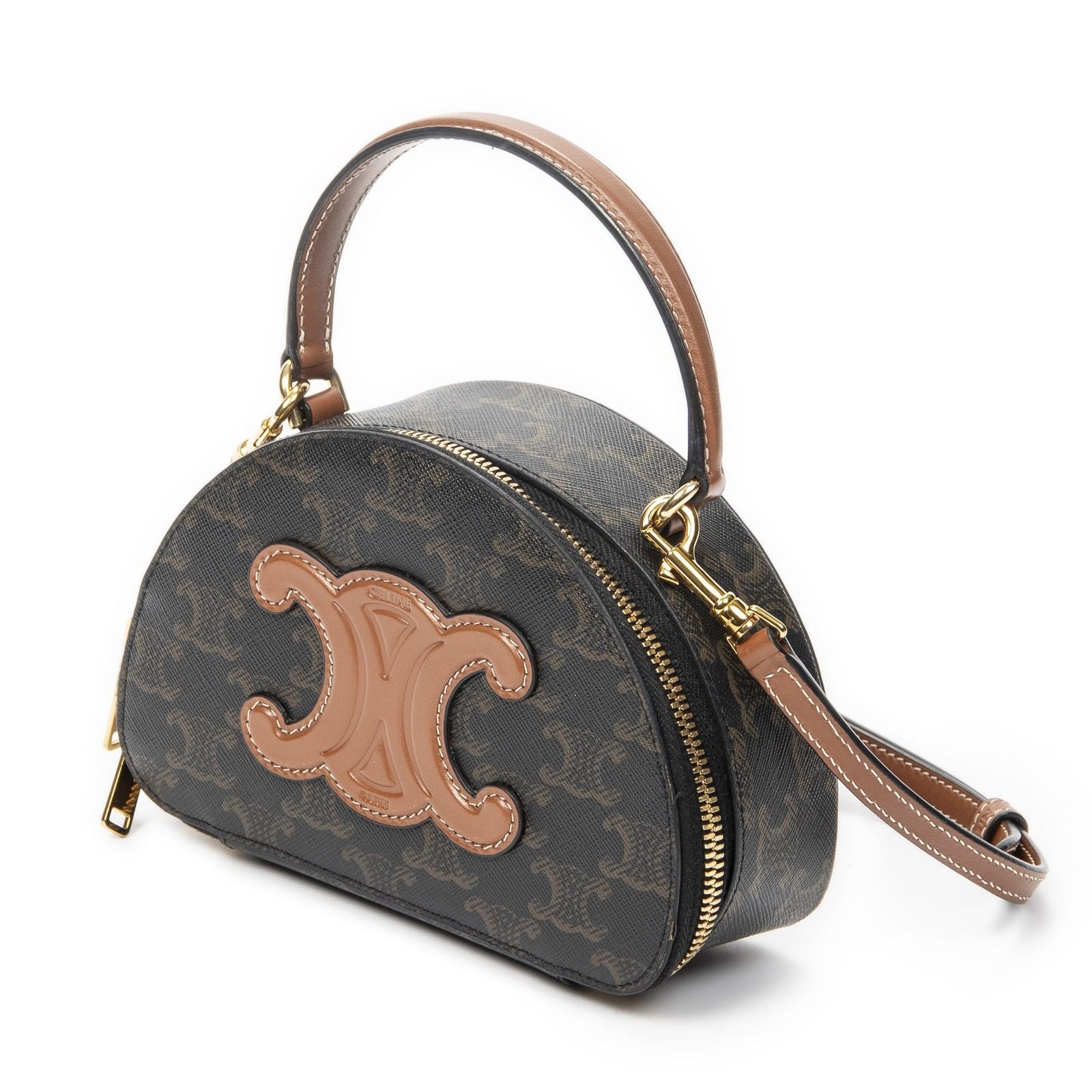 Celine Triomphe Half Moon Case Shoulder Bag Brown Canvas — view 2