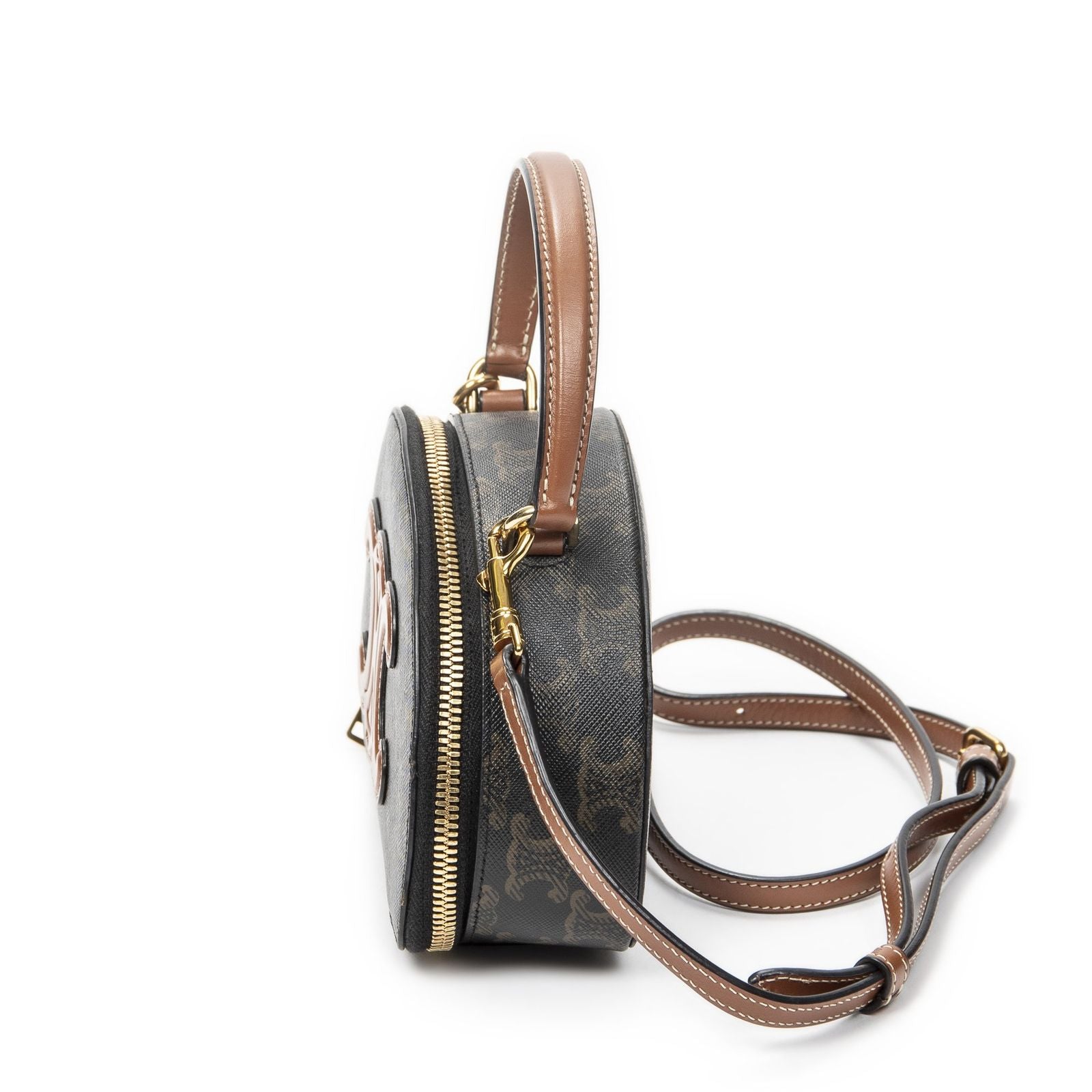 Celine Triomphe Half Moon Case Shoulder Bag Brown Canvas — view 3