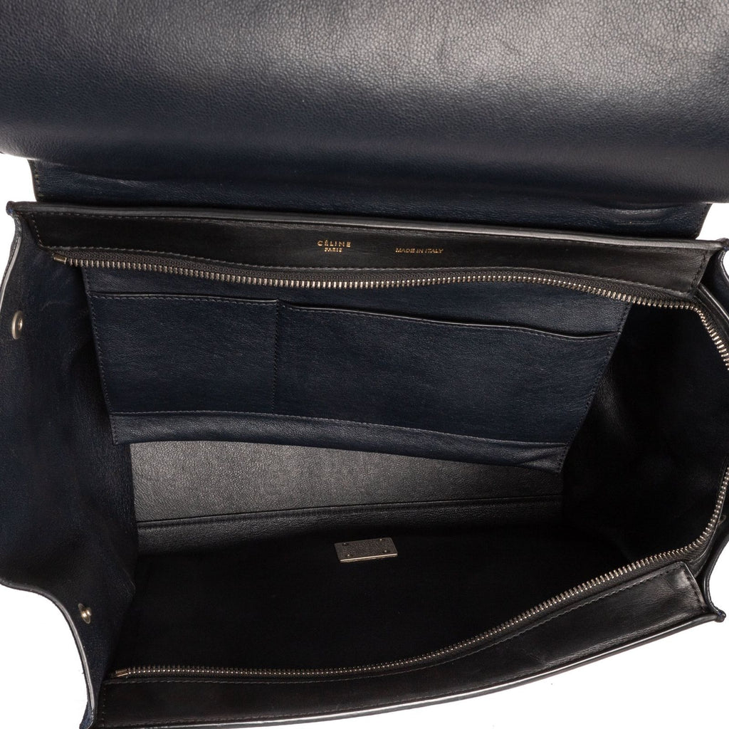 Celine Small Tricolor Trapeze Gray Black Blue Calfskin Leather Shoulder — view 9