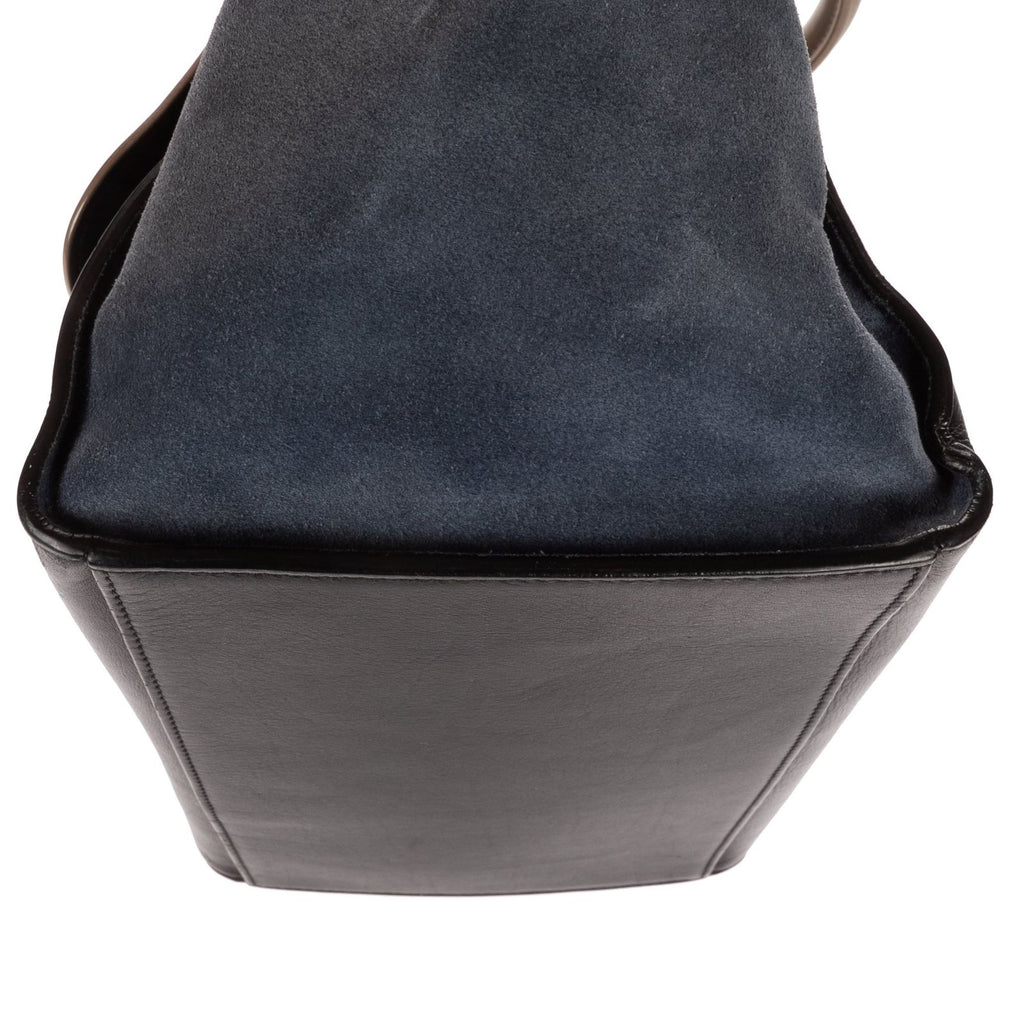Celine Small Tricolor Trapeze Gray Black Blue Calfskin Leather Shoulder — view 7