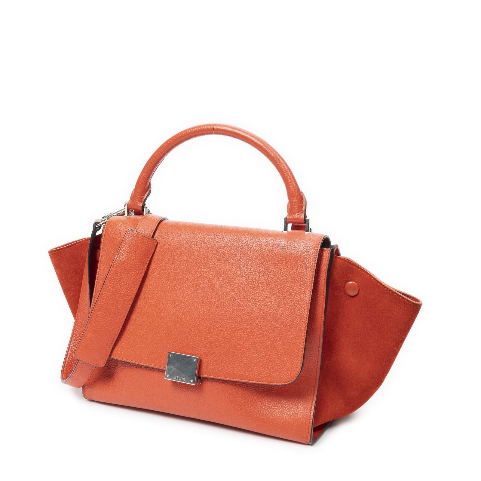 Celine Small Medium Swing Orange Grain Calf Skin Leather Shoulder — view 2