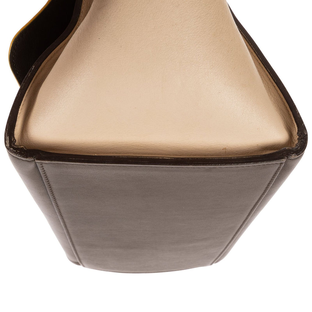 Celine Small Tricolor Trapeze Gray Yellow Beige Calfskin Leather Shoulder — view 7
