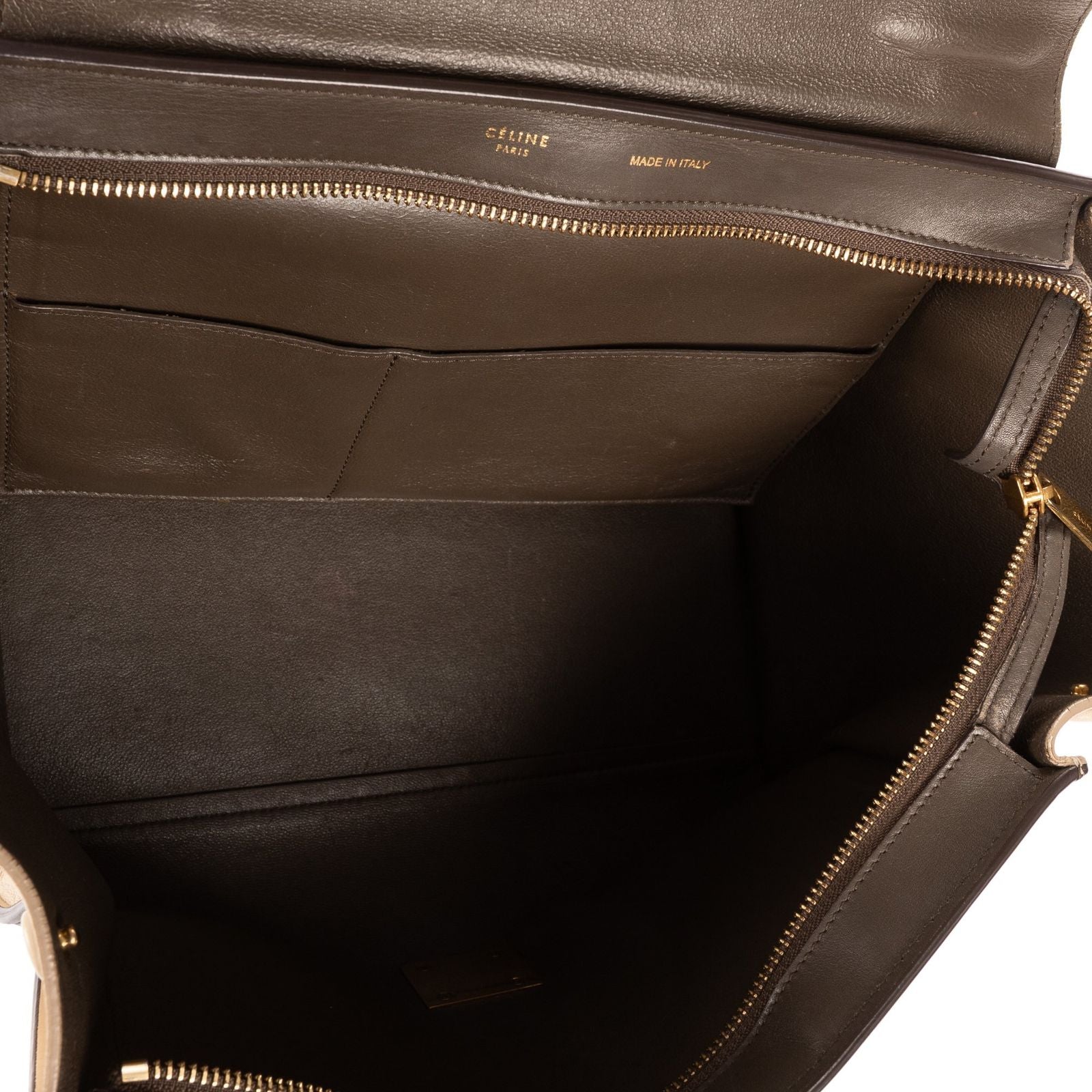 Celine Small Tricolor Trapeze Gray Yellow Beige Calfskin Leather Shoulder — view 9
