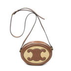 Celine Triomphe Oval Crossbody Brown Striped Canvas