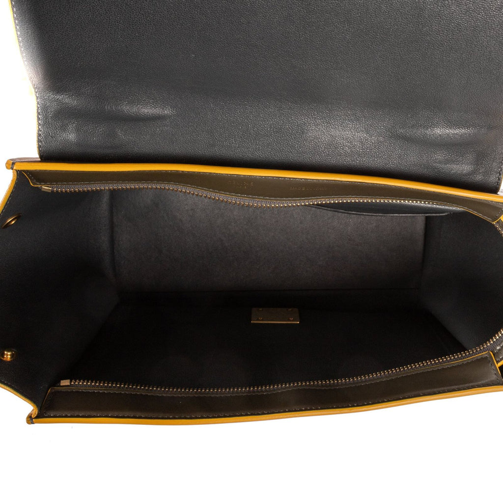 Celine Trapeze Khaki Color Yellow Calfskin Leather Shoulder — view 9