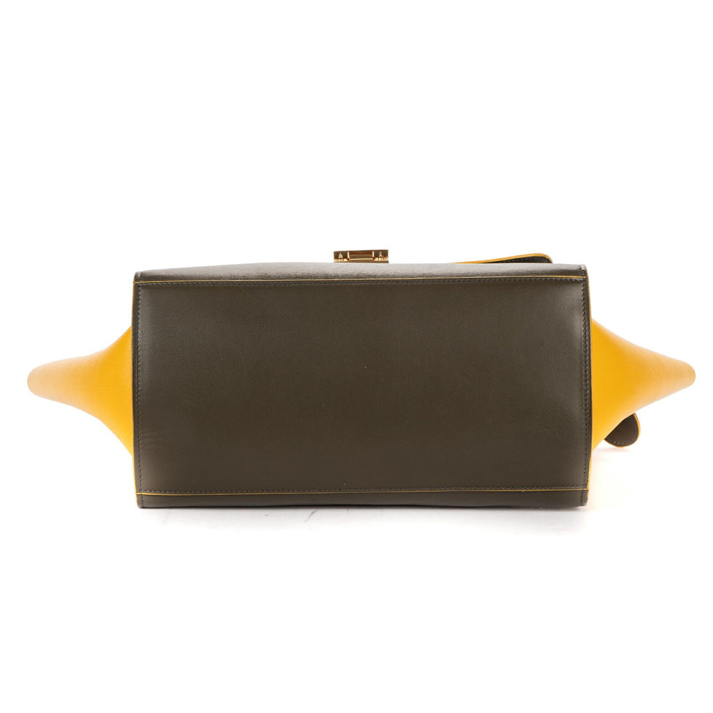 Celine Trapeze Khaki Color Yellow Calfskin Leather Shoulder — view 6