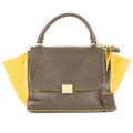 Celine Trapeze Khaki Color Yellow Calfskin Leather Shoulder