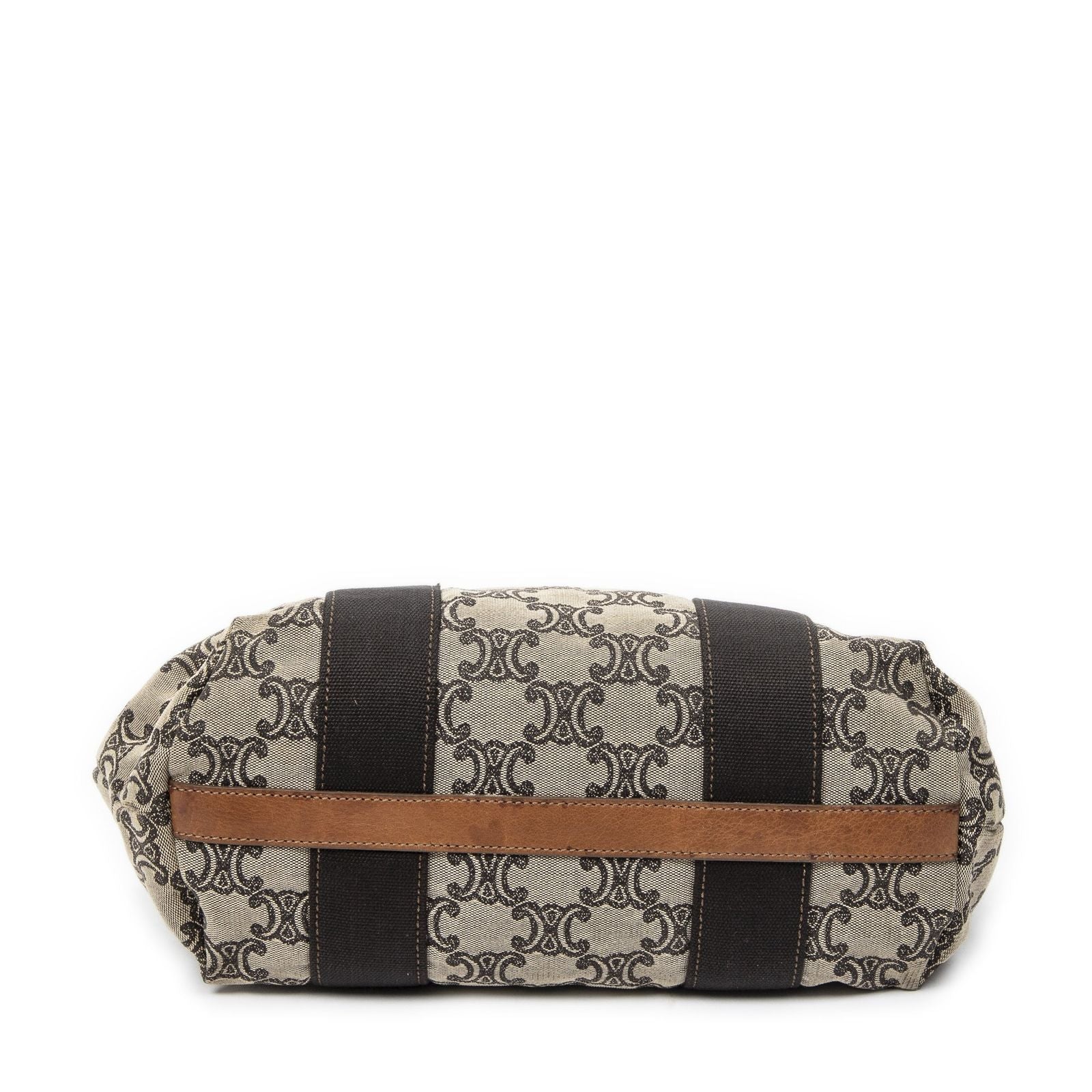 Celine Buckle Top Handle Tote Brown Beige Macadam Canvas — view 6