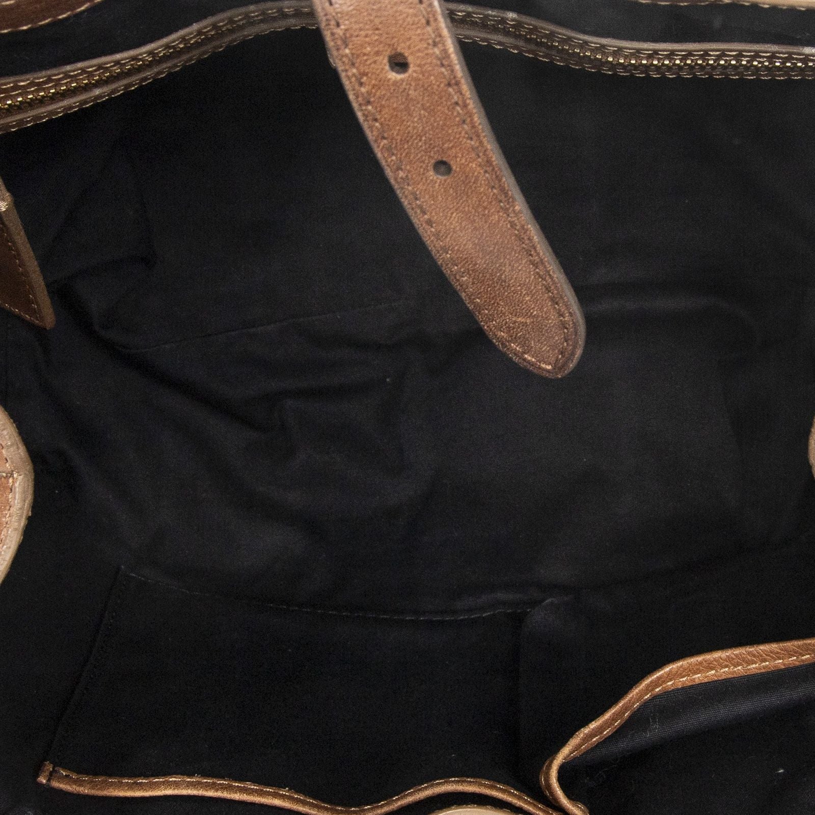 Celine Buckle Top Handle Tote Brown Beige Macadam Canvas — view 9