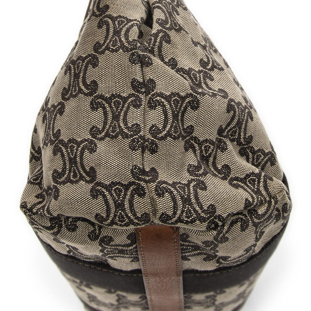 Celine Buckle Top Handle Tote Brown Beige Macadam Canvas — view 7