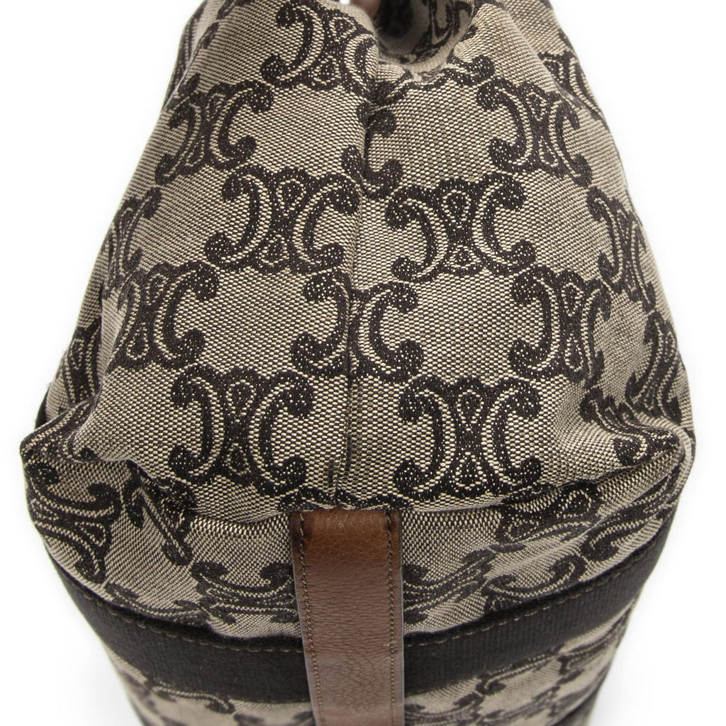 Celine Buckle Top Handle Tote Brown Beige Macadam Canvas — view 8