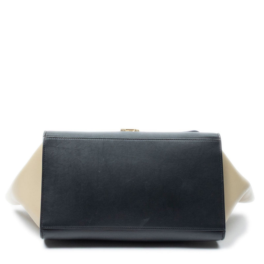 Celine Tricolor Trapeze Black Beige Blue Smooth Leather Shoulder — view 6