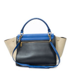 Celine Tricolor Trapeze Black Beige Blue Smooth Leather Shoulder — view 5