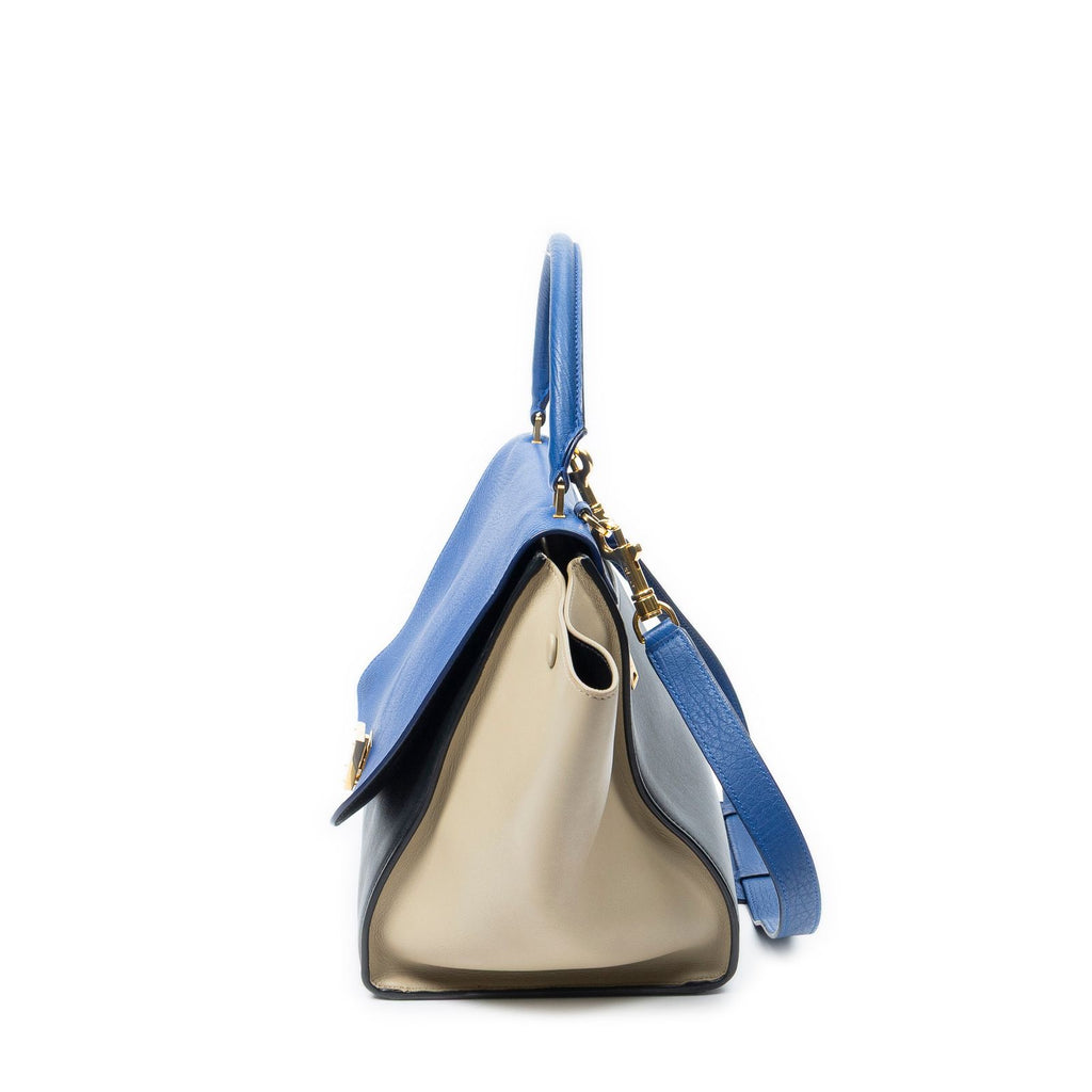 Celine Tricolor Trapeze Black Beige Blue Smooth Leather Shoulder — view 3