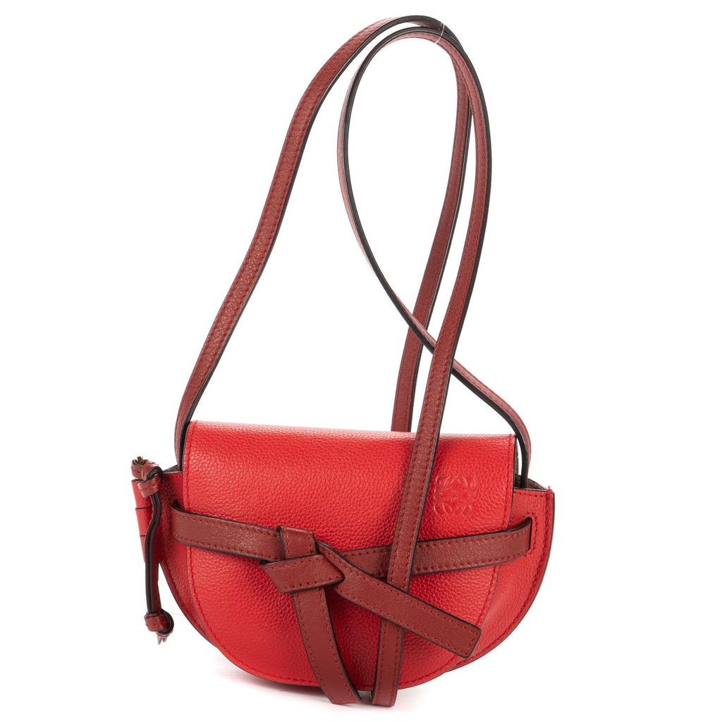 Loewe Mini Faux Crossbody Red Grain Calf Skin Leather