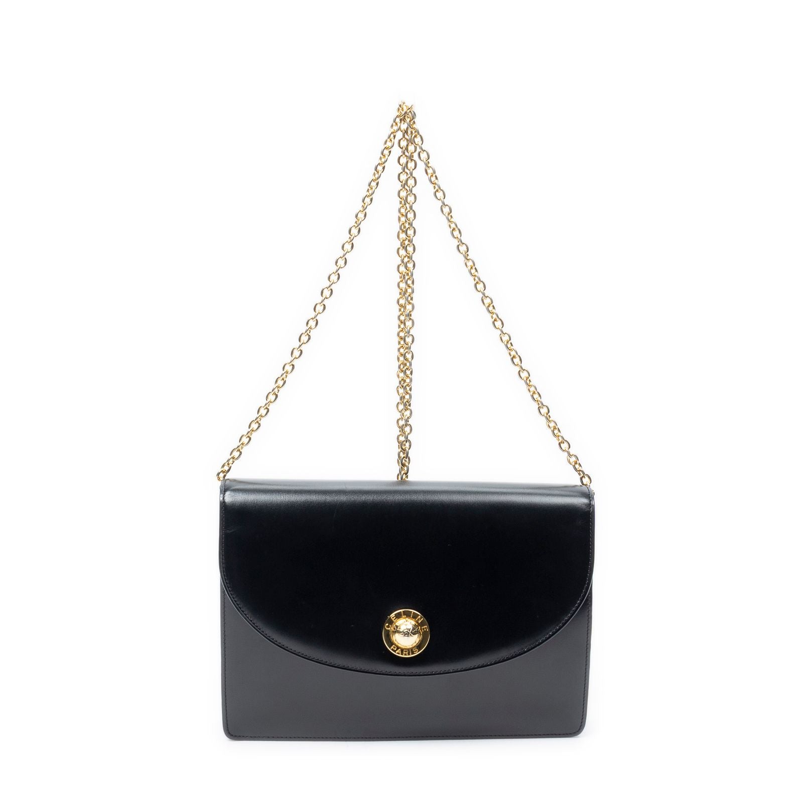 Celine Vintage Flap Crossbody Black Smooth Calfskin