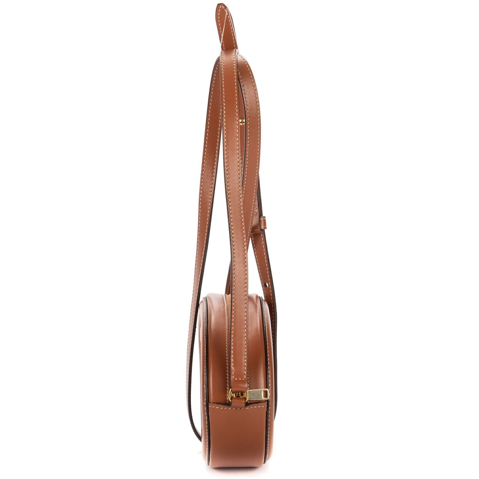 Celine Cuir Triomphe Oval Purse Brown Calfskin Leather Shoulder — view 4