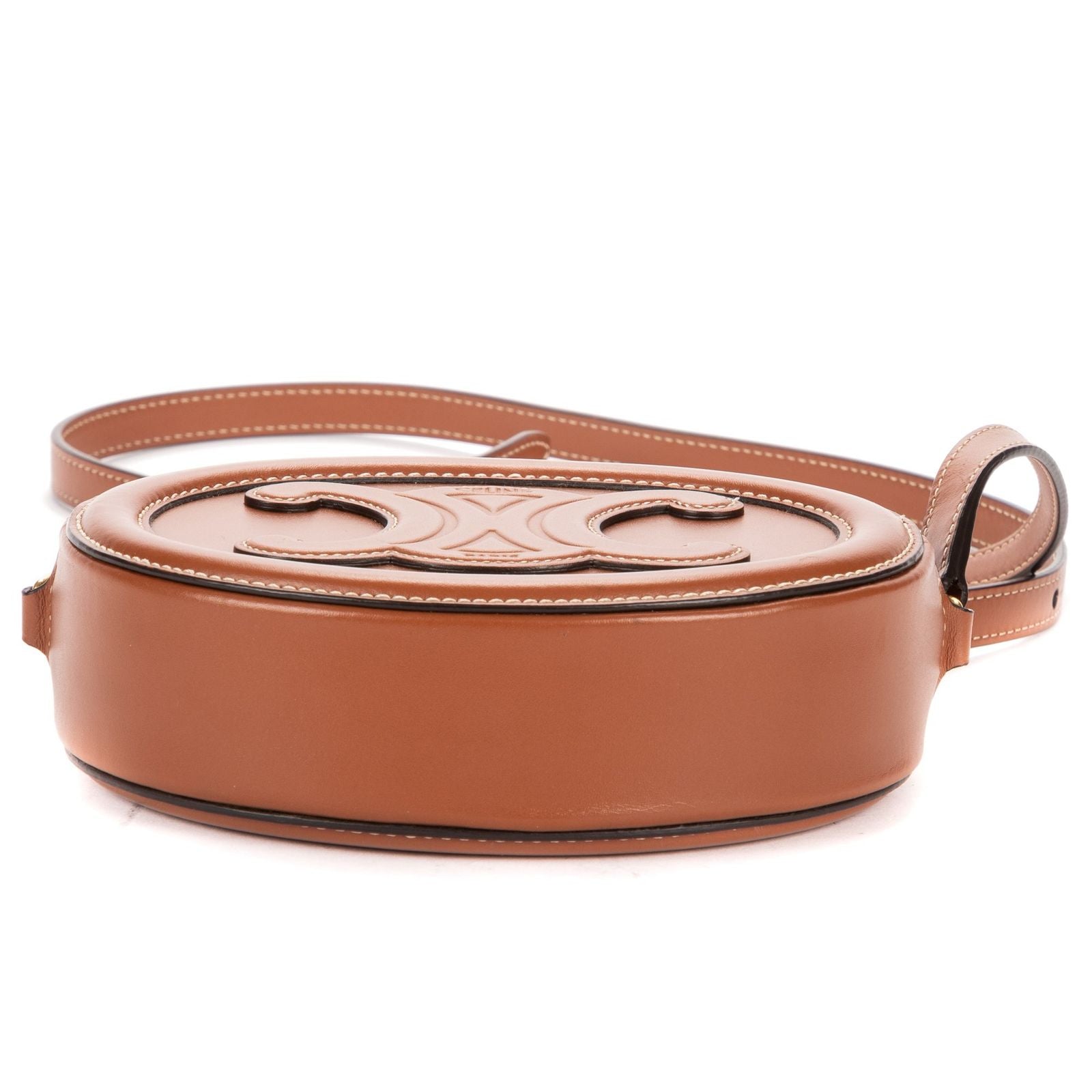 Celine Cuir Triomphe Oval Purse Brown Calfskin Leather Shoulder — view 6
