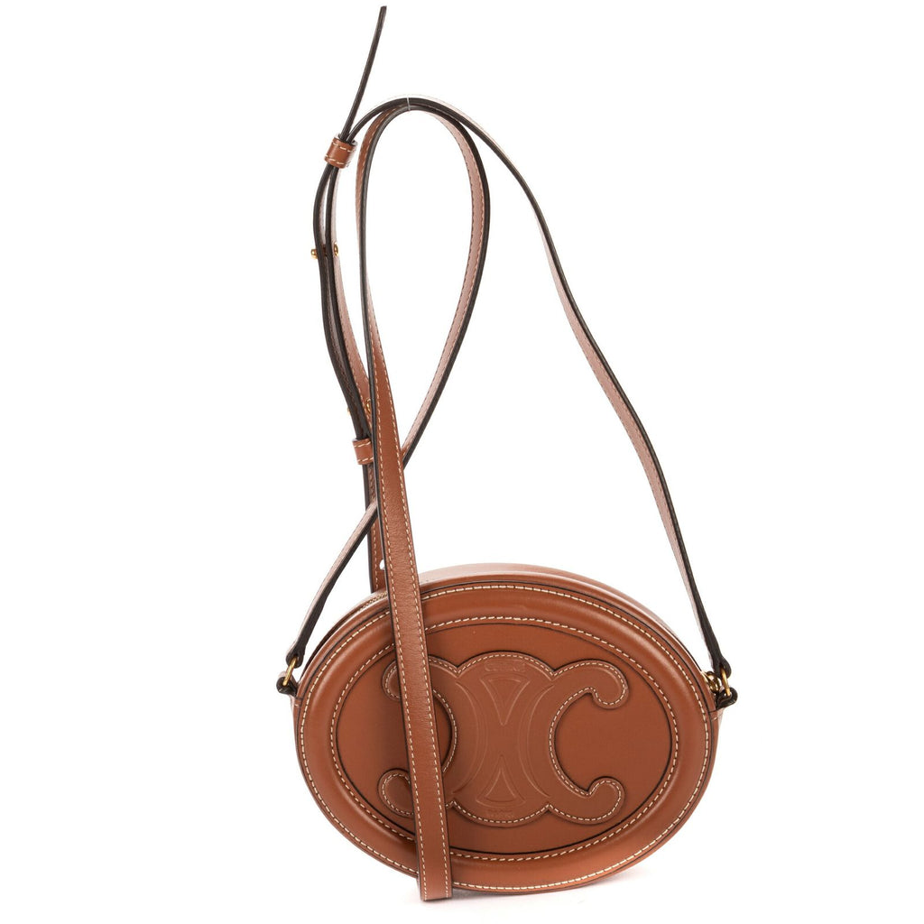 Celine Cuir Triomphe Oval Purse Brown Calfskin Leather Shoulder — view 5
