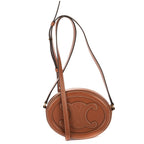 Celine Cuir Triomphe Oval Purse Brown Calfskin Leather Shoulder — view 5